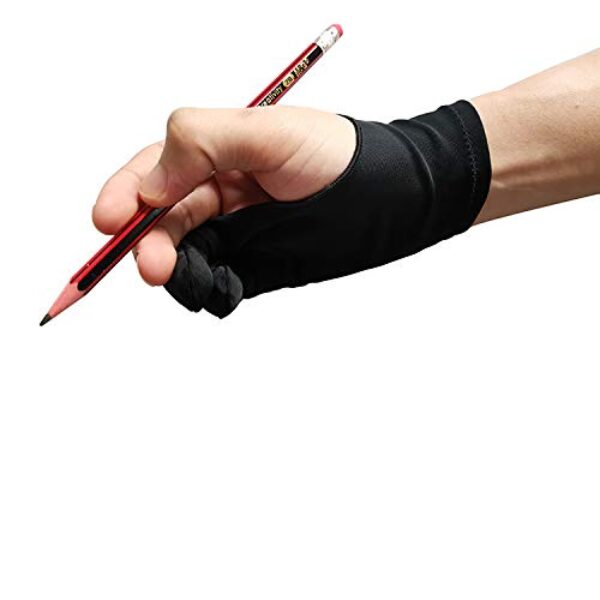 Artist gloves holding pencil